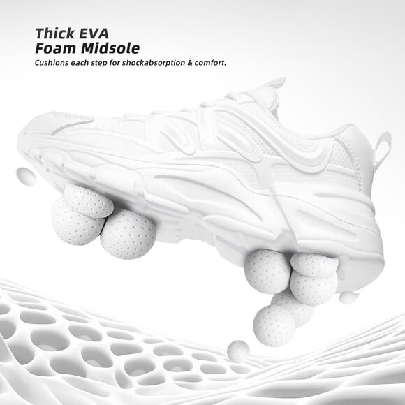 Women's White Fashion Running Walking Lightweight Casual Sneakers Ladies Shoes - Picture 5 of 7